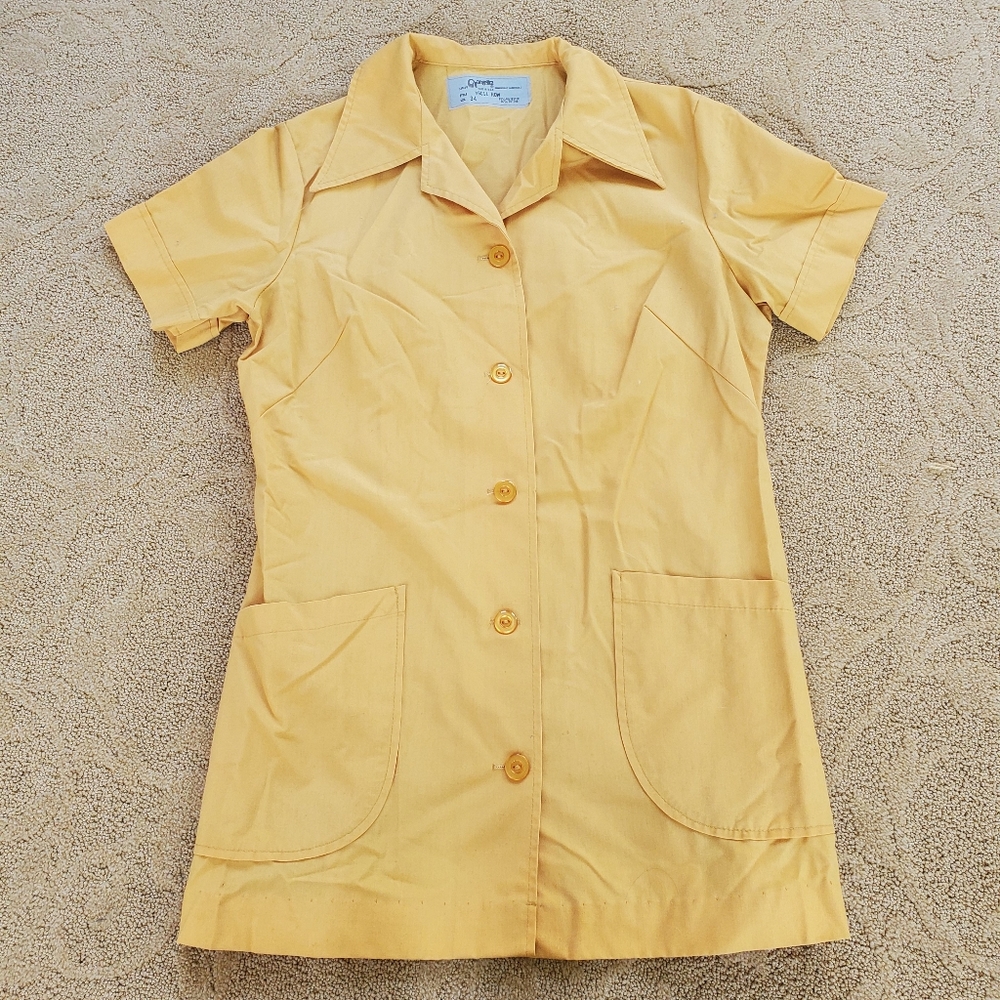 Vintage Angelica Yellow Button Front Shirt Jacket W/ Pockets Size 34